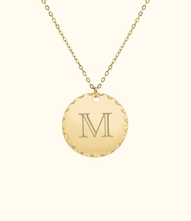 Elegante Munt Ketting Met Letters Gegraveerd