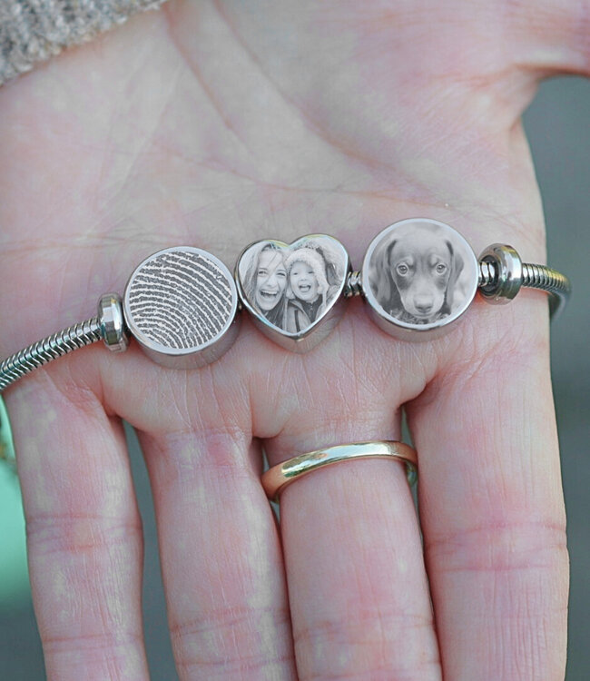 Stijlvolle Hart Bedel Met Foto Gegraveerd