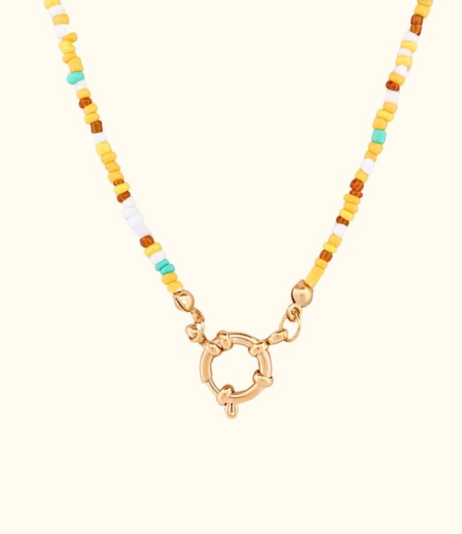 Fijne Gele Kralen Ketting Met Boeisluiting Voor Bedels