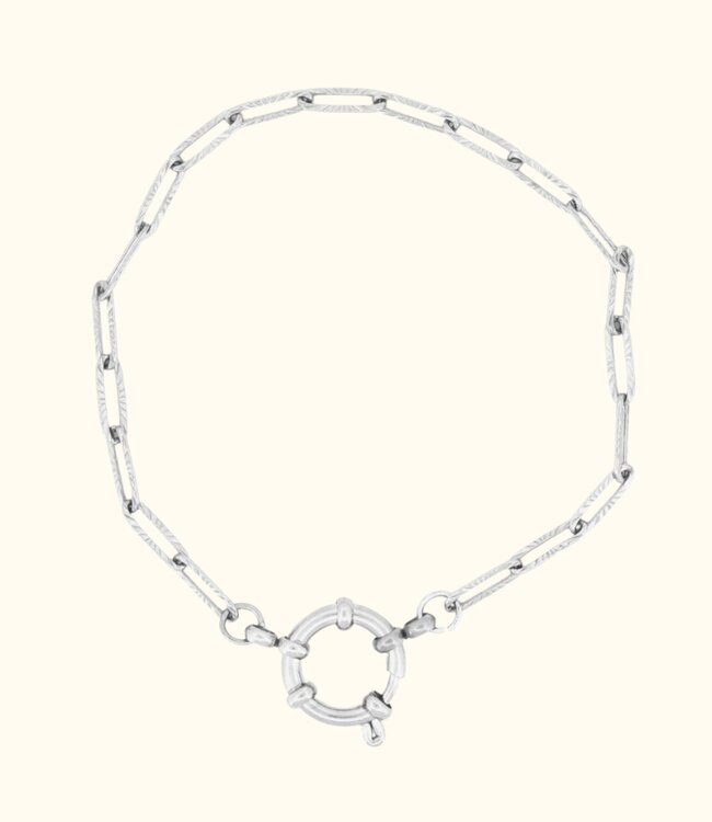 Elegante Paperclip Armband Structuur Met Boeisluiting