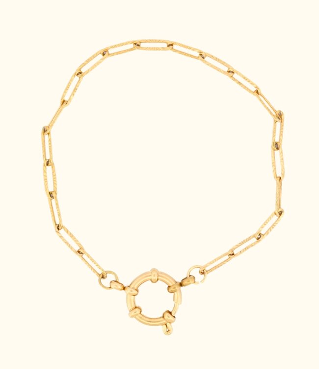 Elegante Paperclip Armband Structuur Met Boeisluiting