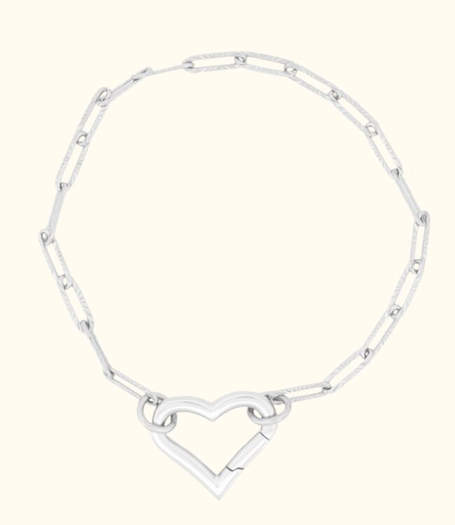 Elegante Paperclip Armband Structuur met Hart Snap Haak