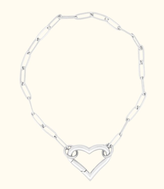 Elegante Paperclip Armband Glanzend met Hart Snap Haak