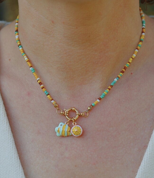 Fijne Gele Kralen Ketting Met Boeisluiting Voor Bedels