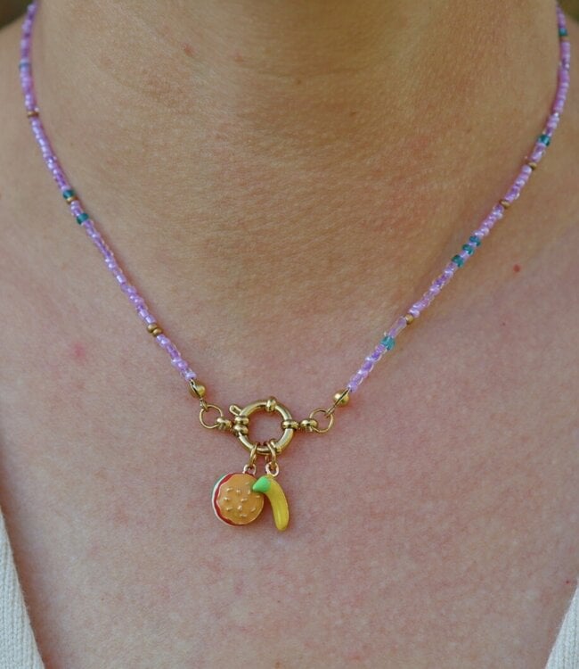 Fijne Paarse Kralen Ketting Met Boeisluiting Voor Bedels