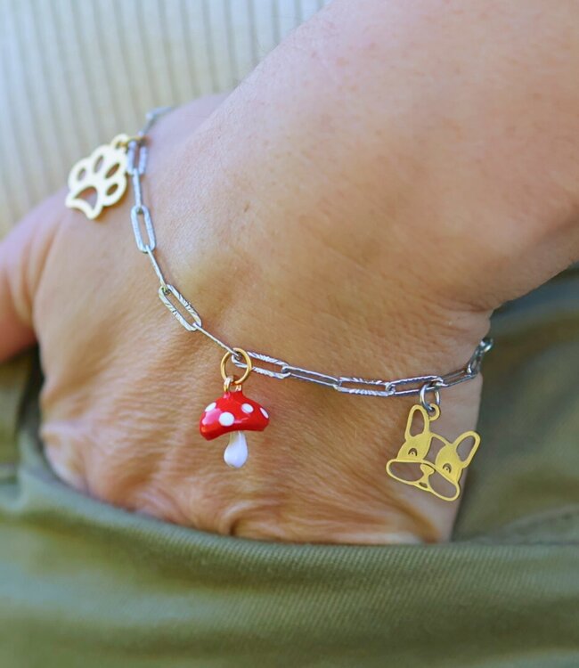 Elegante Paperclip Armband Structuur met Hart Snap Haak