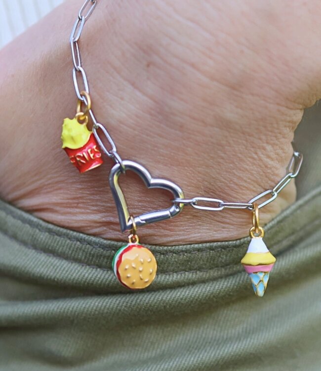 Elegante Paperclip Armband Glanzend met Hart Snap Haak