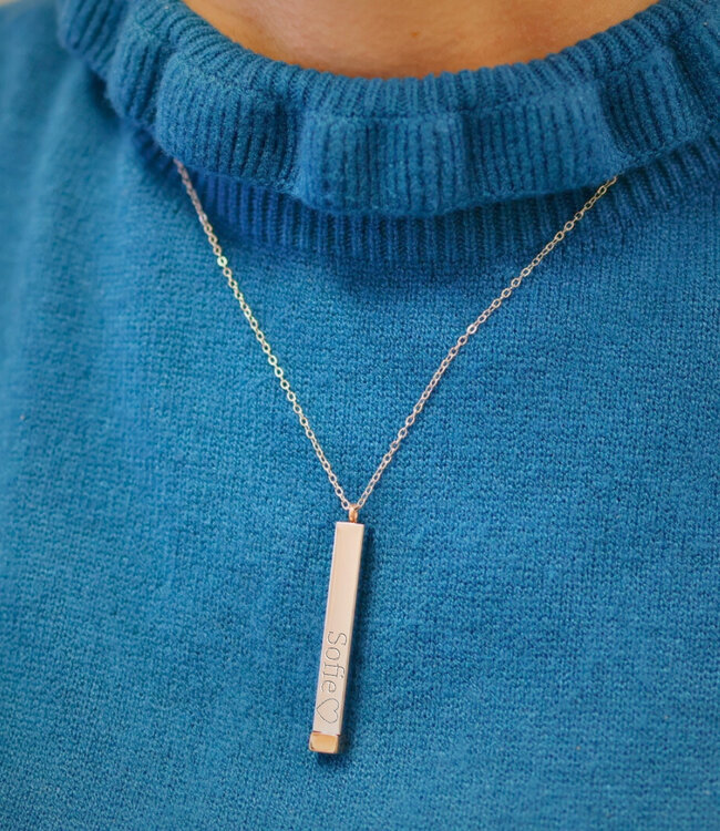 Stijlvolle Geheime Boodschap Bar Ketting met Gravering