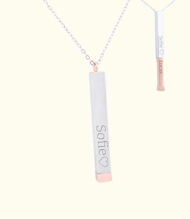 Stijlvolle Geheime Boodschap Bar Ketting met Gravering