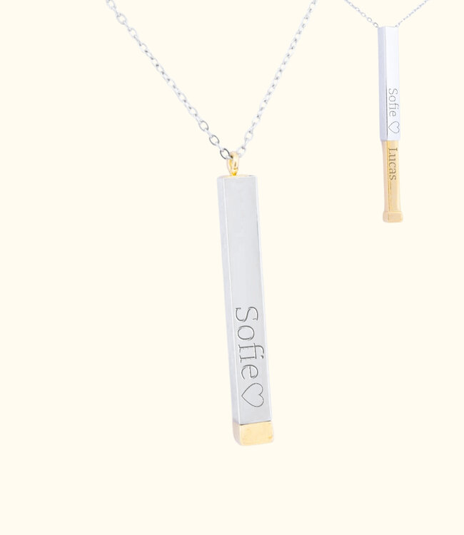 Stijlvolle Geheime Boodschap Bar Ketting met Gravering