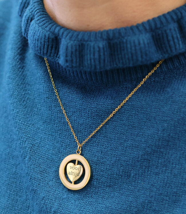 Ketting met Draaibare Hart Hanger en Gravering