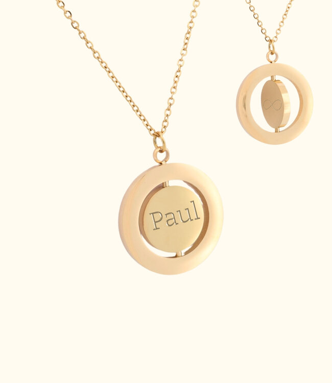 Ketting Met Draaibare Ronde Hanger en Gravering