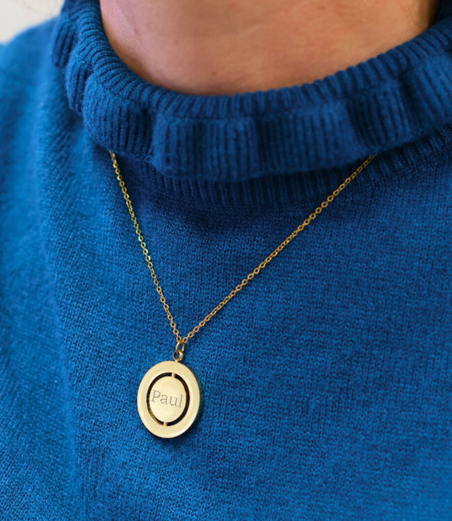 Ketting Met Draaibare Ronde Hanger en Gravering