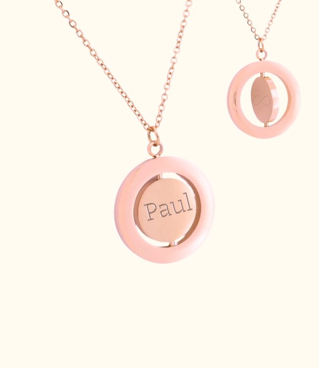 Ketting Met Draaibare Ronde Hanger en Gravering