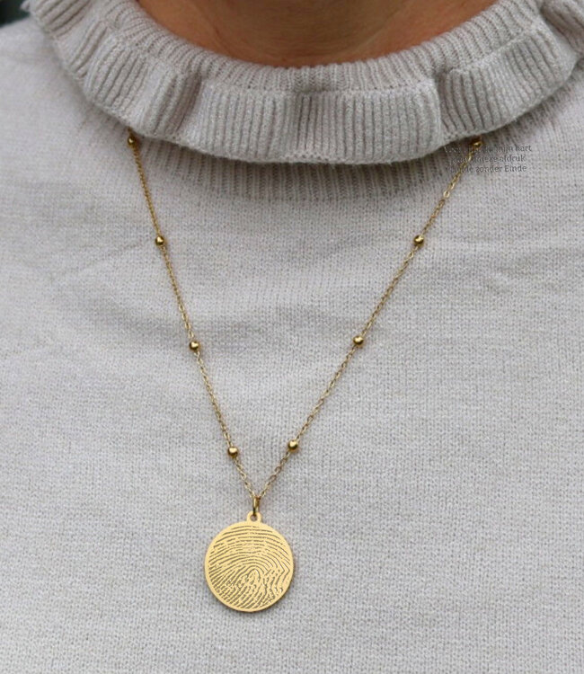 Elegante Ketting met Vingerafdruk Graveren op Ronde Hanger