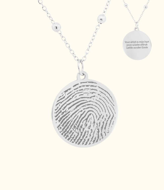 Elegante Ketting met Vingerafdruk Graveren op Ronde Hanger