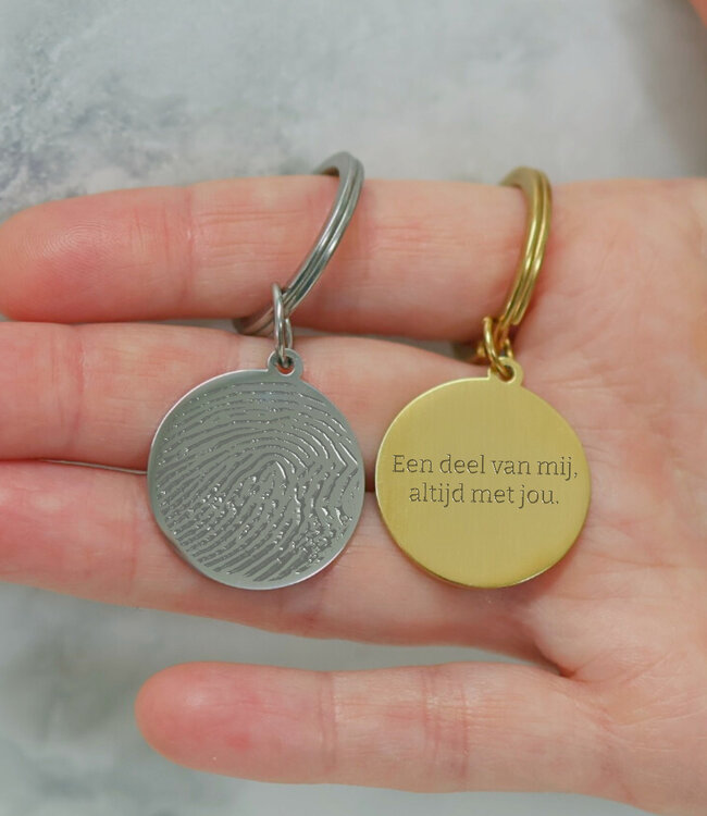 Unieke Ronde Sleutelhanger Met Vingerafdruk Gravering