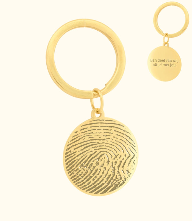 Unieke Ronde Sleutelhanger Met Vingerafdruk Gravering