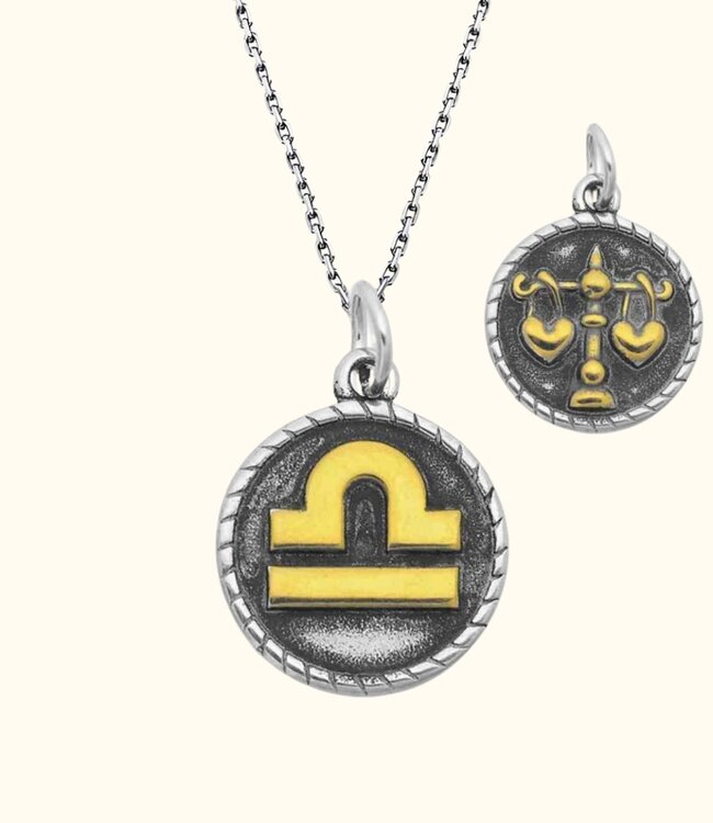Stoere Zilveren Ketting Met Dubbelzijdige Sterrenbeeld Hanger In Goud
