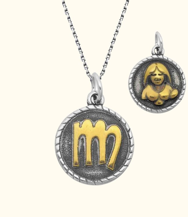 Stoere Zilveren Ketting Met Dubbelzijdige Sterrenbeeld Hanger In Goud