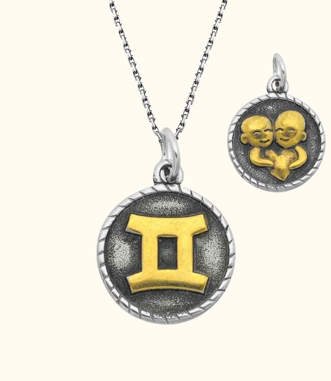 Stoere Zilveren Ketting Met Dubbelzijdige Sterrenbeeld Hanger In Goud