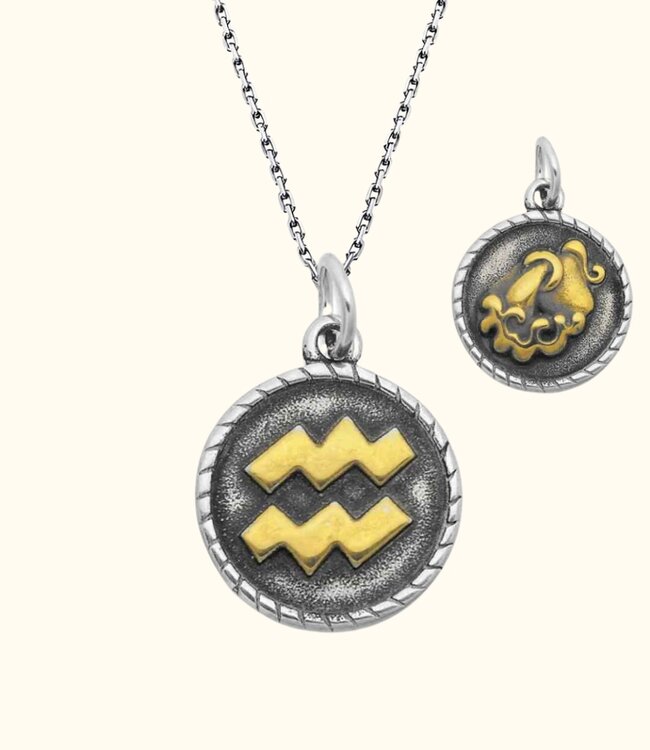 Stoere Zilveren Ketting Met Dubbelzijdige Sterrenbeeld Hanger In Goud