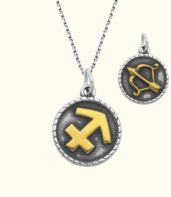 Stoere Zilveren Ketting Met Dubbelzijdige Sterrenbeeld Hanger In Goud