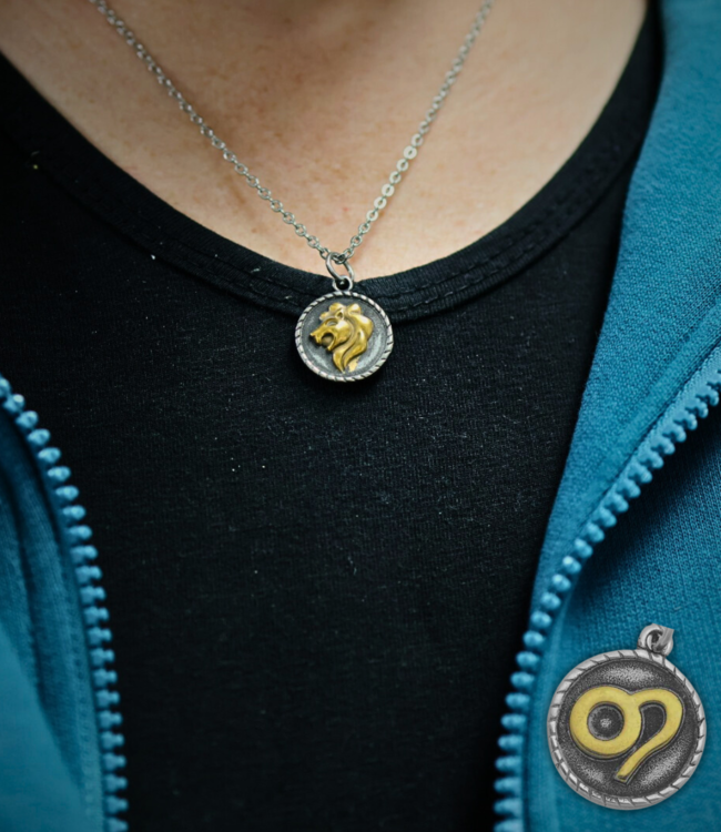 Stoere Zilveren Ketting Met Dubbelzijdige Sterrenbeeld Hanger In Goud