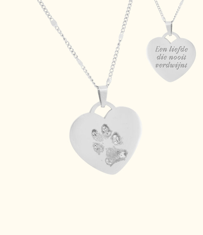 Unieke Hart Ketting Met Pootafdruk Van Je Hond Of Kat