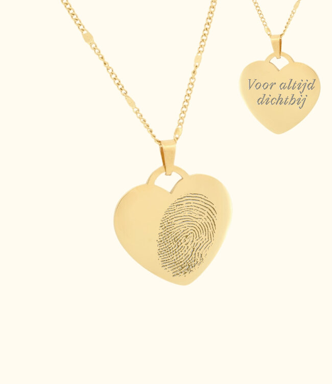 Elegante Hart Ketting Met Vingerafdruk Gravering