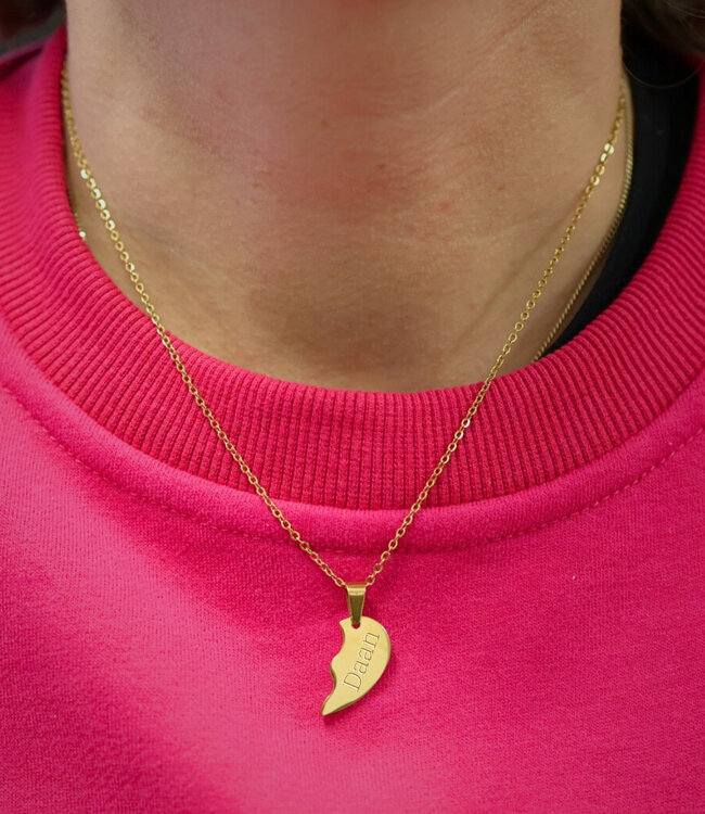Hartjes ketting 2 delen met namen