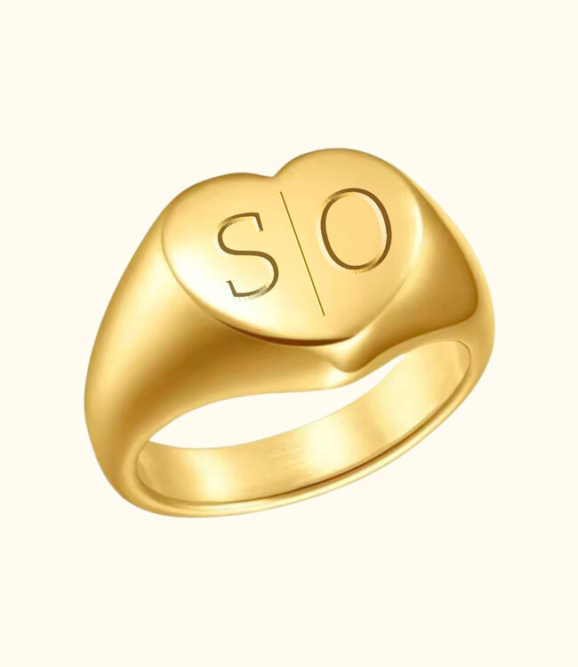 Zegelring Hart Graveren Met Initialen Of Naam