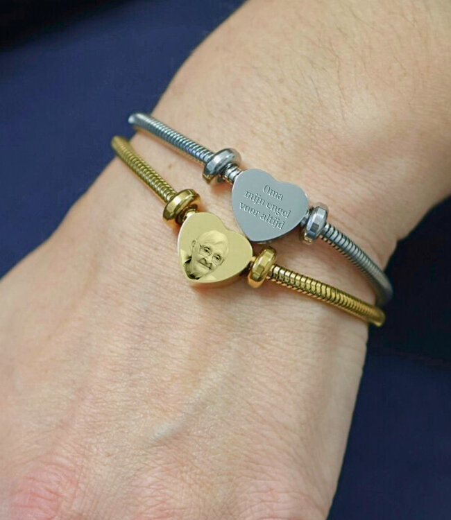 Gegraveerde Hart Asbedel Voor Armband Met Foto En Tekst