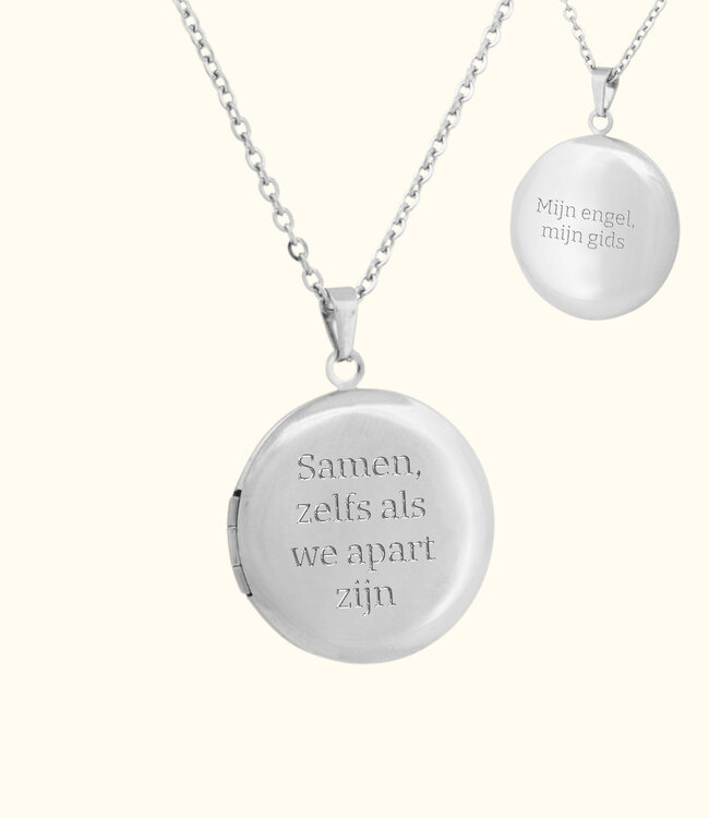 Elegante Medaillon Rond Met Ketting En Gravering