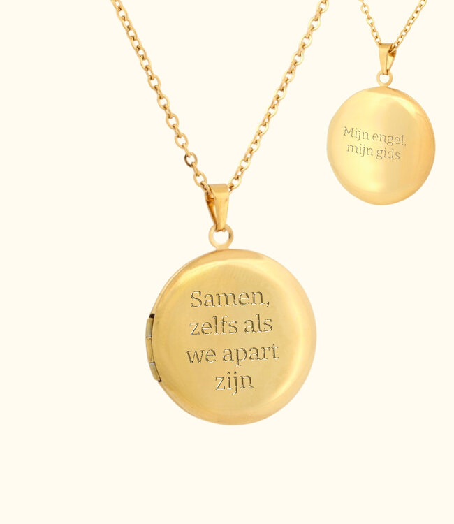 Elegante Medaillon Rond Met Ketting En Gravering