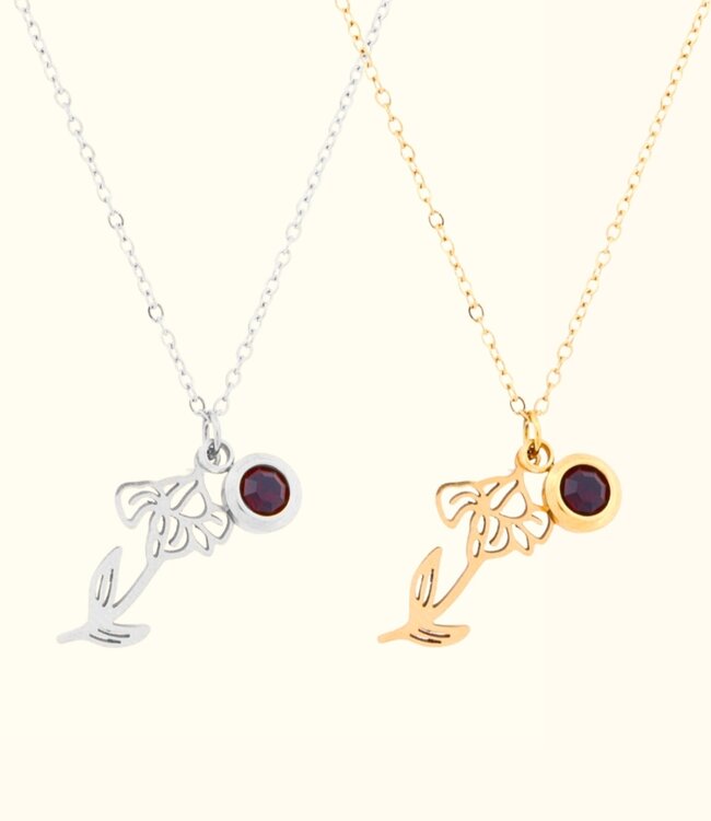 Betekenisvolle Geboortebloem Ketting Met Geboortesteen