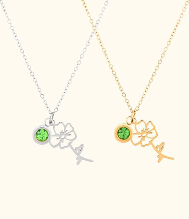 Betekenisvolle Geboortebloem Ketting Met Geboortesteen