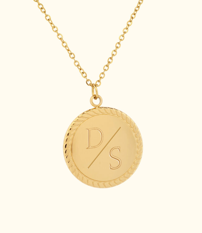 Klassieke Vintage Munt Ketting Met Initialen Gegraveerd