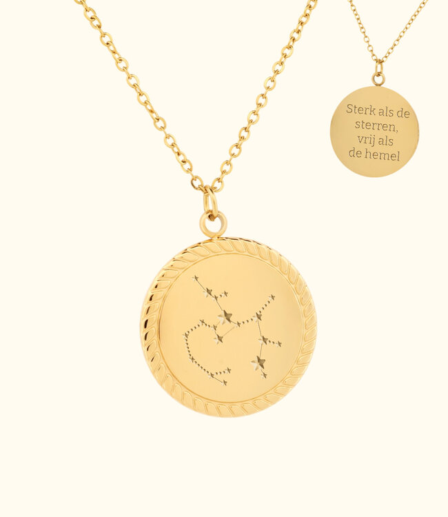 Elegante Vintage Munt Ketting Met Gegraveerd Sterrenbeeld