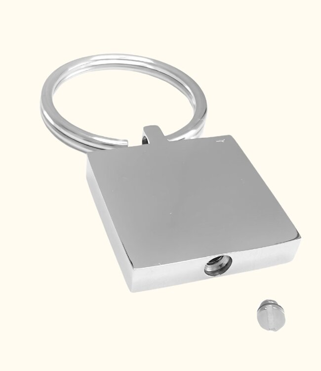 Liefdevolle Vierkante Foto Sleutelhanger Met As Van Overledene