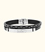 Stijlvolle dubbele leren armband met gepersonaliseerd graveerplaatje