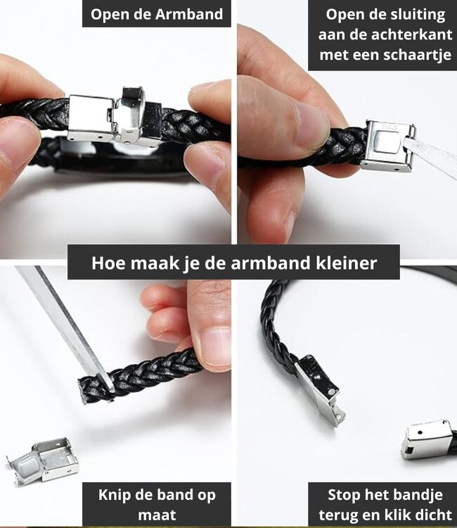 Trendy Gevlochten Leren Armband Met Naamplaatje Voor Gravering