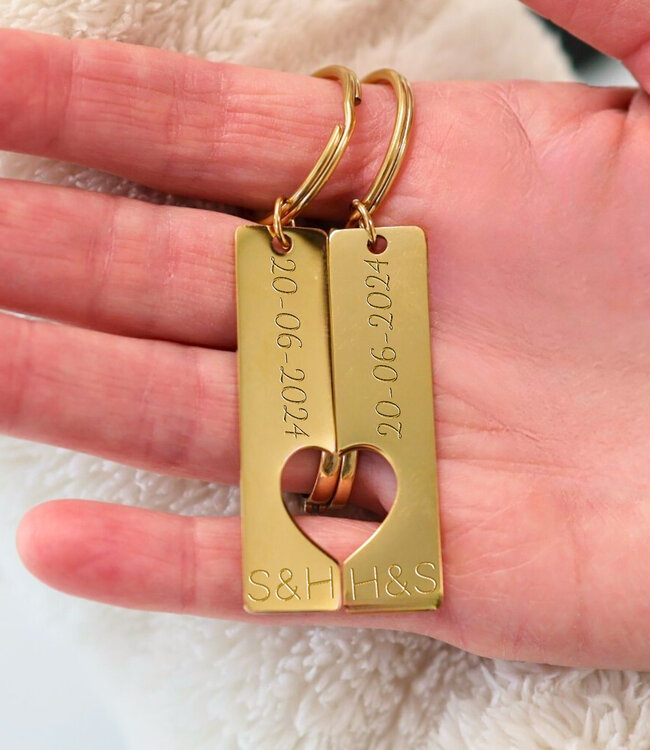 Romantische Sleutelhangers Die Samen Een Hart Verbinden