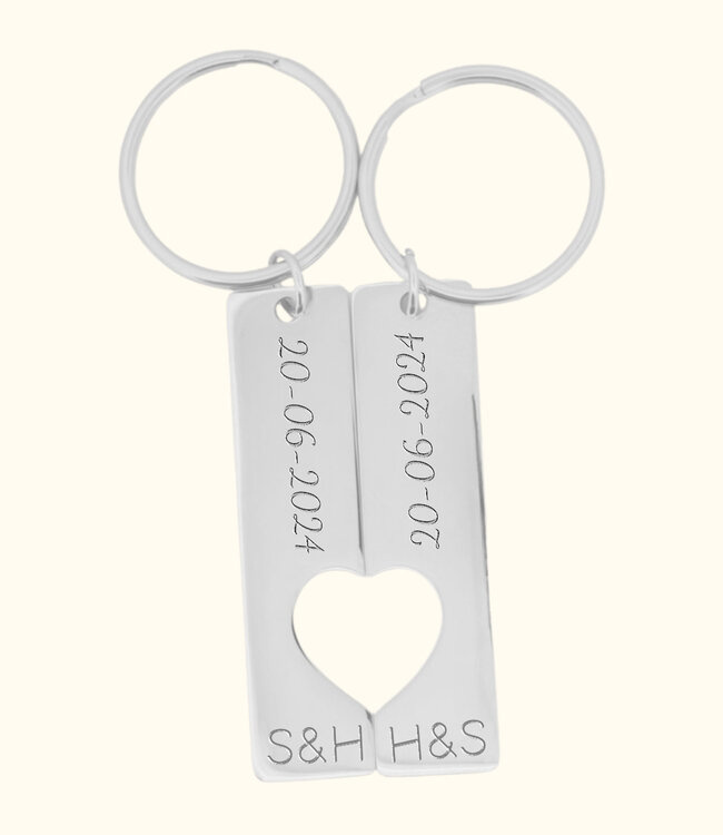 Romantische Sleutelhangers Die Samen Een Hart Verbinden