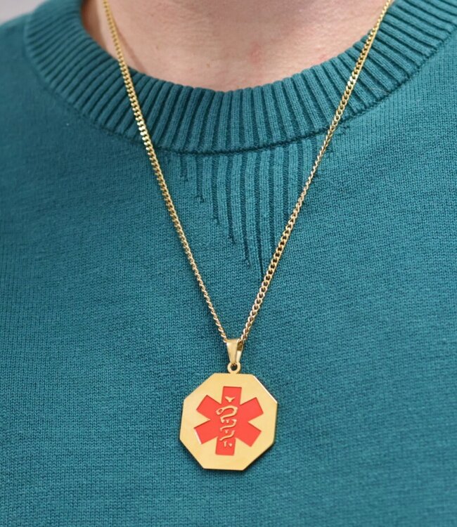 Graveerbare Medische ID-Ketting Met Esculaap Voor Essentiële Gegevens