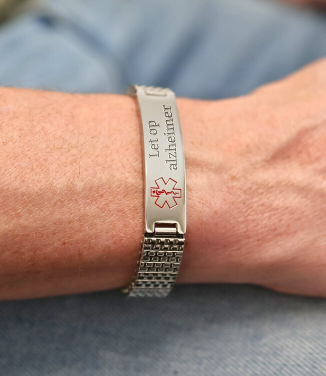Roestvrijstalen Armband met Gegraveerde Medische Informatie voor Noodgevallen