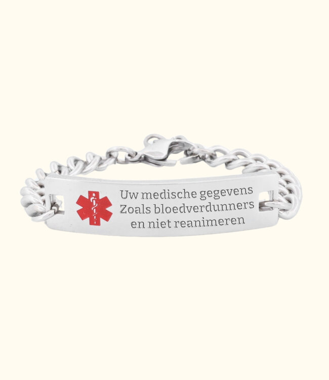 RVS Armband Voor Medische Identificatie In Noodgevallen