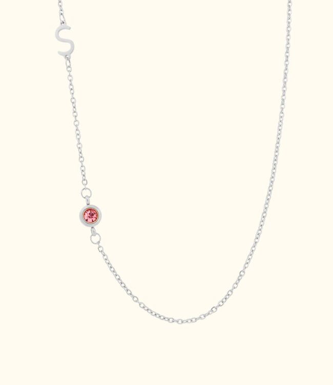 Initialen Ketting met Geboortesteen