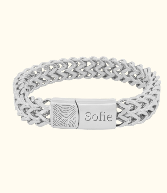 Gegraveerde armband van Rvs met Unieke Vingerafdruk