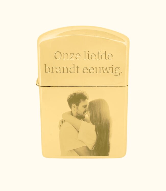 Klassieke Benzine Aansteker Graveren Met Een Leuke Foto Of  Tekst